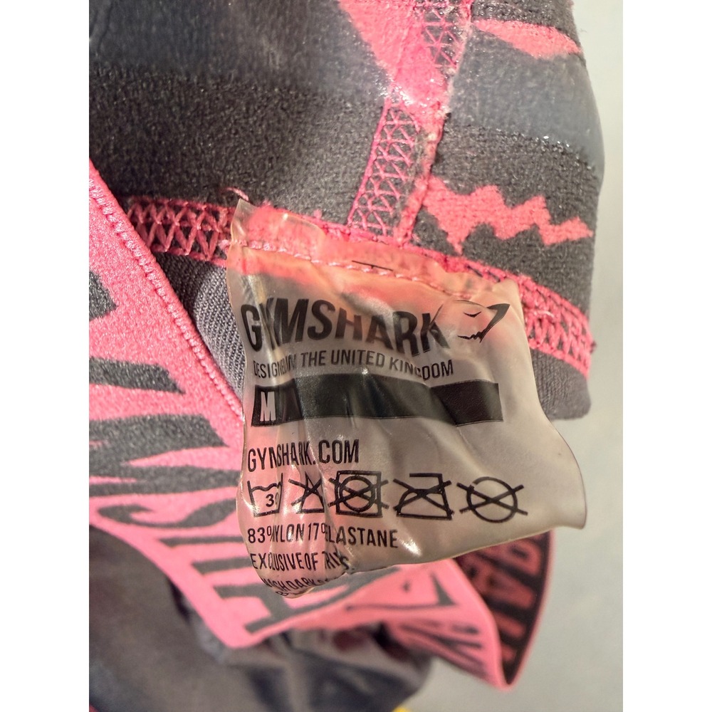 Gymshark Womens Seamless Leggings Gray Pink Logo Waistband Size Medium - Picture 3 of 4